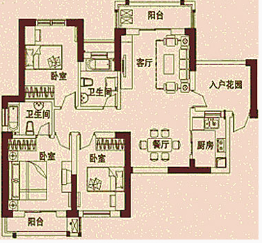 风水案例图解:家居风水户型图案例分析案例五