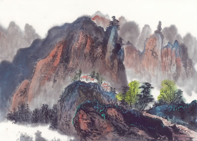 法云普覆,双溪水绕,新筑璀璨;高阁孤耸,一灯远映、梵音到花畔;桂 | 明·归淑芬 绕佛阁 喜
