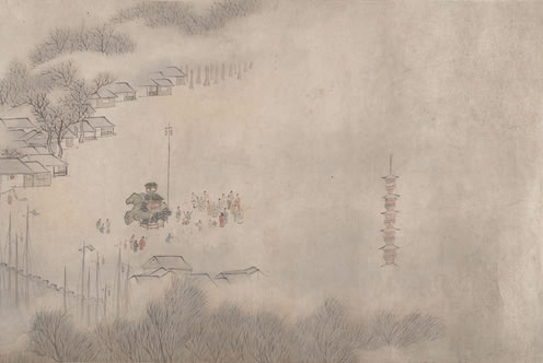 吴趋里;谁在小小门庭,溶溶烟水;柔枝乍结春愁,盈盈才道,涂妆绾髻 | 清·严绳孙 瑞龙吟